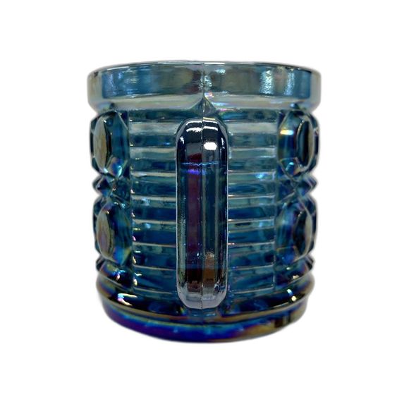 Vintage Indiana Blue Iridescent Carnival Glass Windsor 3 inch Cream Pitcher EUC - Picture 4 of 13